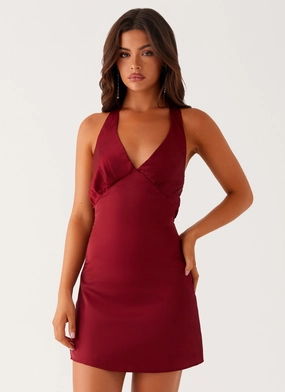Heavy Hearted Mini Dress - Wine Trend Fit