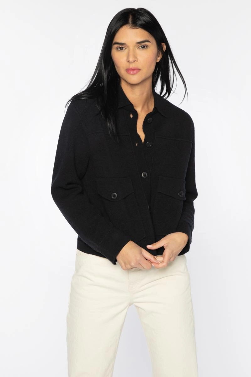 Doubleknit Crop Shacket Sleek Stretch
