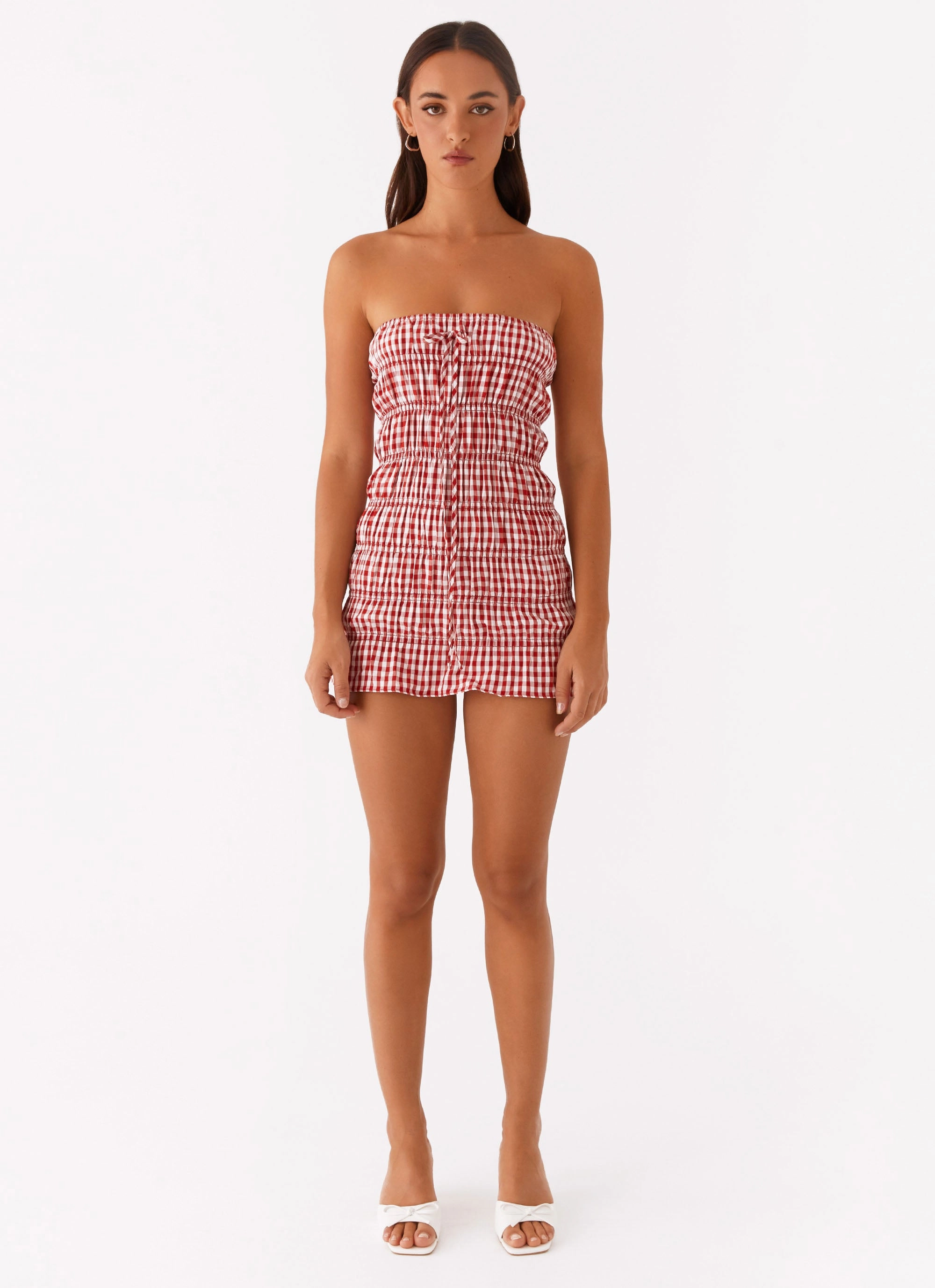Adele Mini Dress - Red Gingham Artisanal-Detail