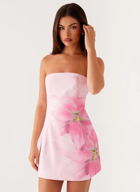 Sugar Rush Strapless Mini Dress - Pink Wrap Charm
