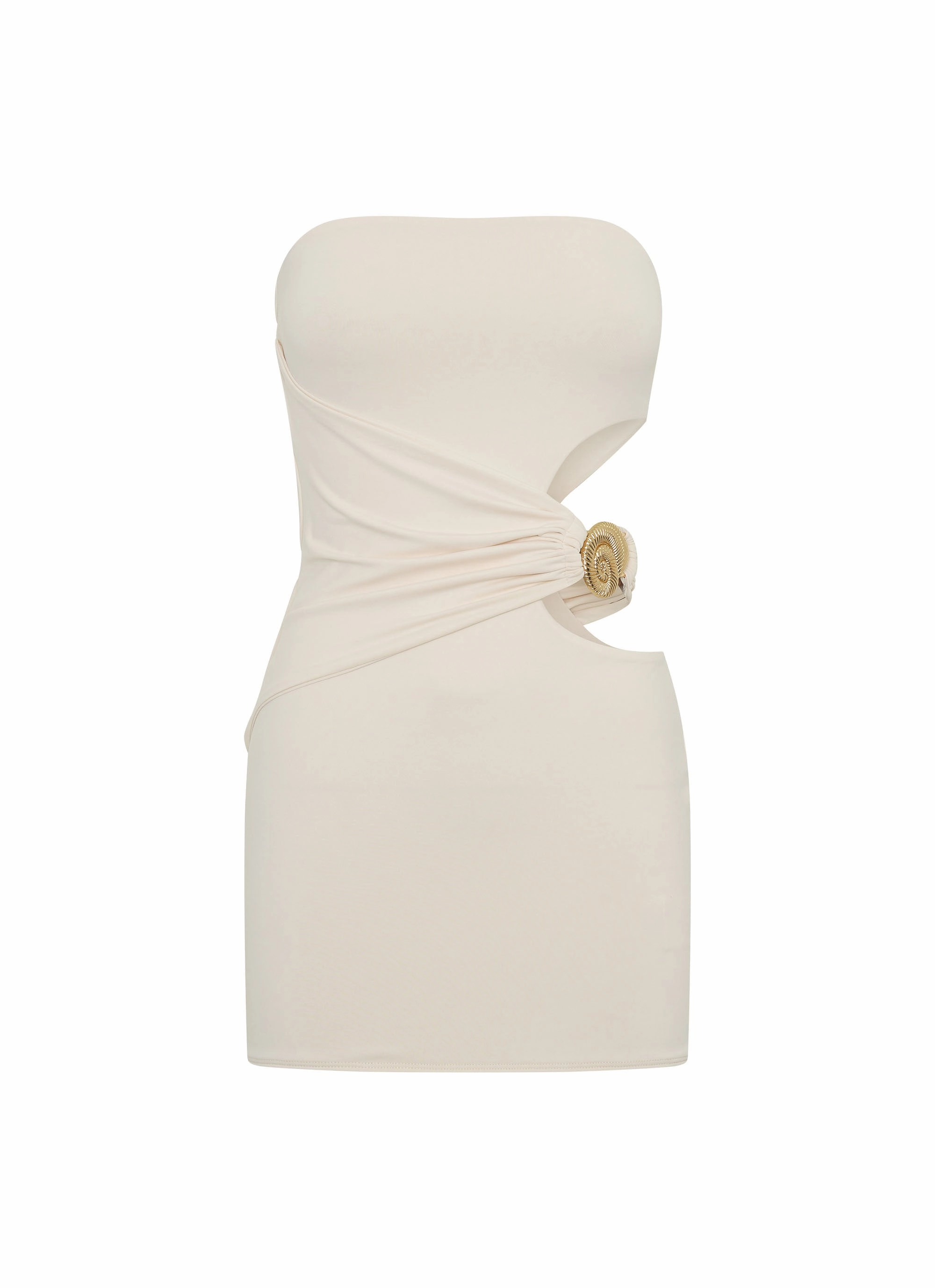 So Iconic Mini Dress - Ivory Dream Look Shiny Zip