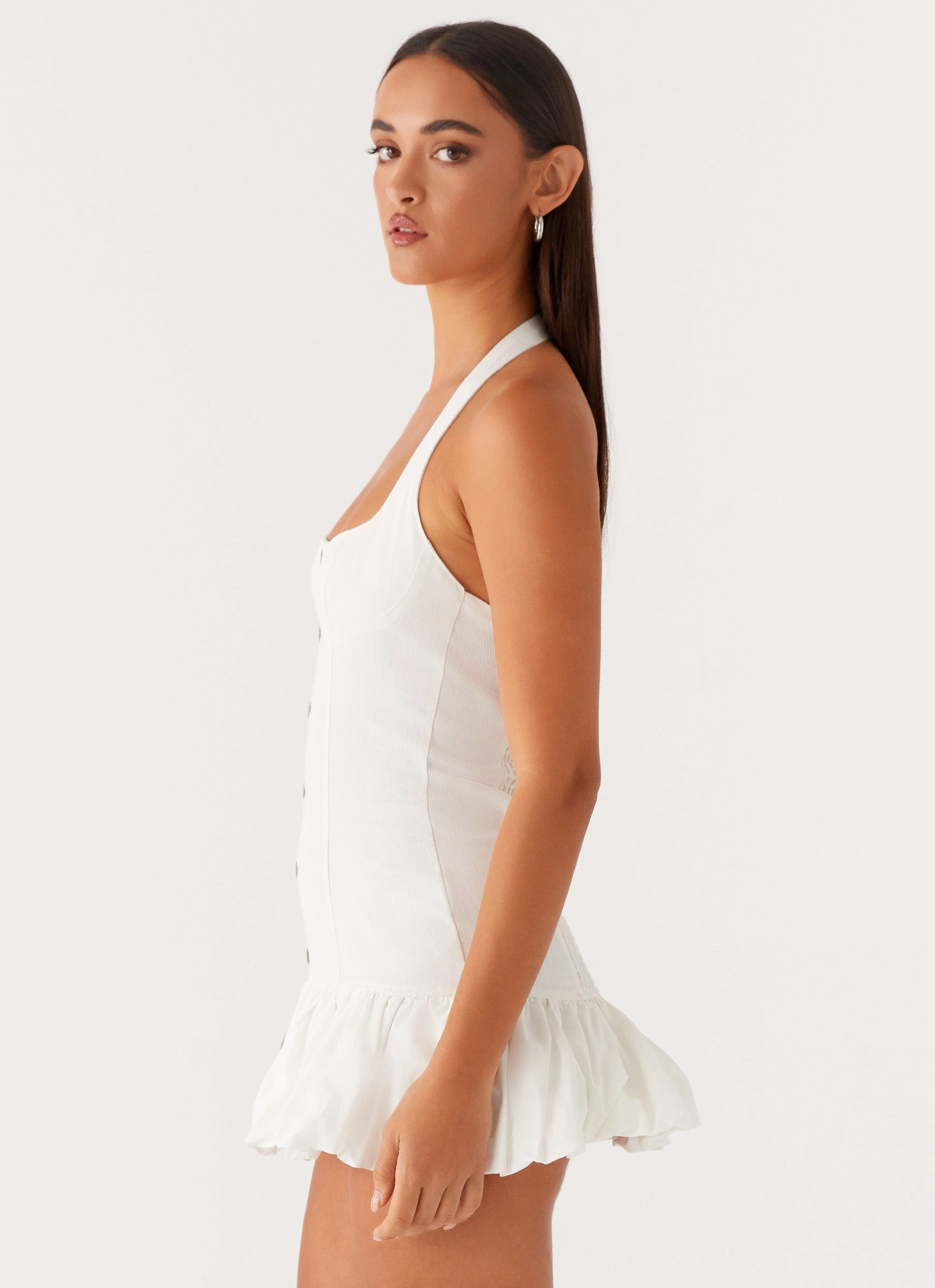 Silk Flow Georgina Denim Mini Dress - White