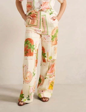 Ola Linen Wide Leg Pants Mid Rise