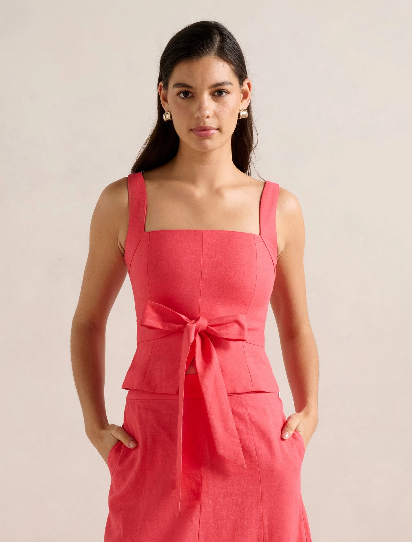 TemperatureRegulating Material Sustainable Material Blend Darcy Tie Detail Top