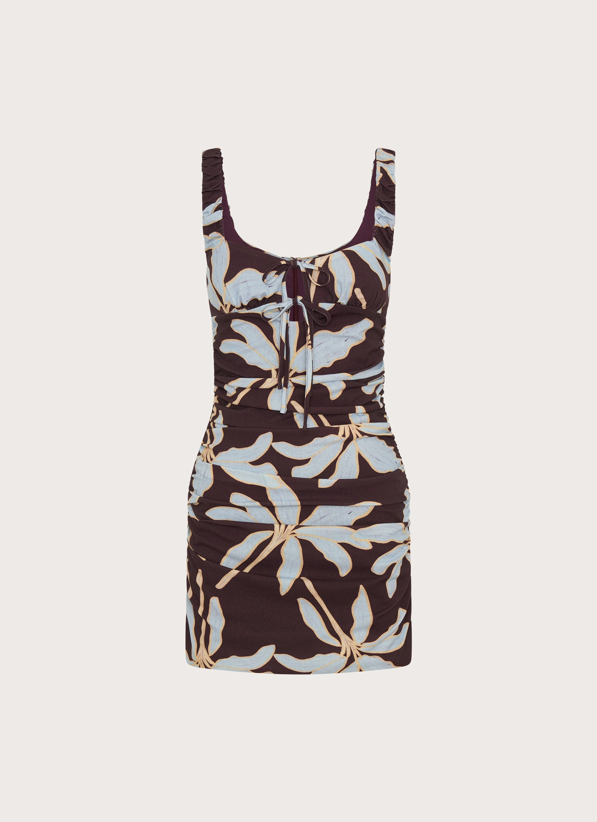 Sweet Melody Ruched Mini Dress - Opulent Brown BreathableLining Midi-Length