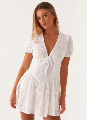 Sweetness Mini Dress - White Stretchable