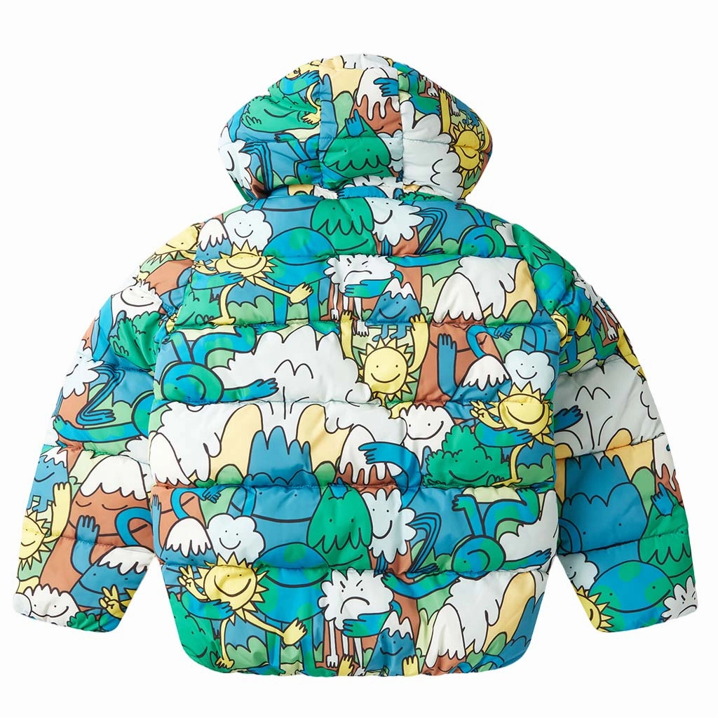 Stella McCartney Kids Earth Gang All-Over Print Puffer Jacket Practical Layer Classic Casual Look