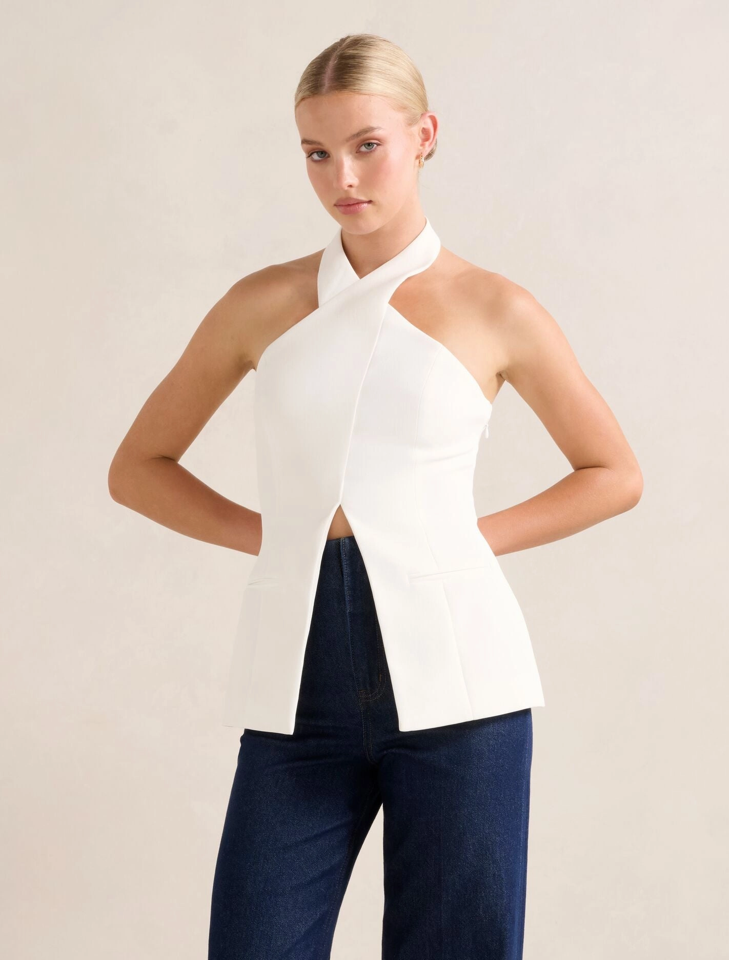 Wool Sweater Ruby Cross Neck Top