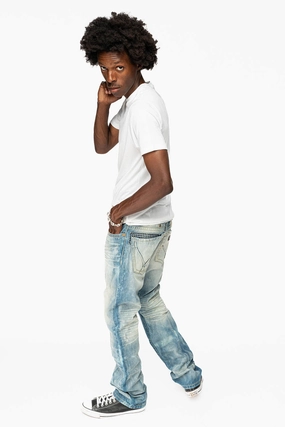 Timeless Piece STRAIGHT CUT JEANS LIMITED EDITION IN AQUARAMA WASH EMBELLISHED WITH  CRYSTALS AND ROBINS WING EMBROIDERY