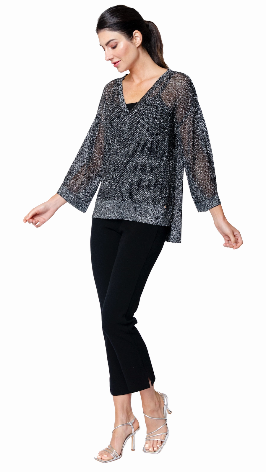 Corporate Wear Angelina Mesh Top - Silver Black