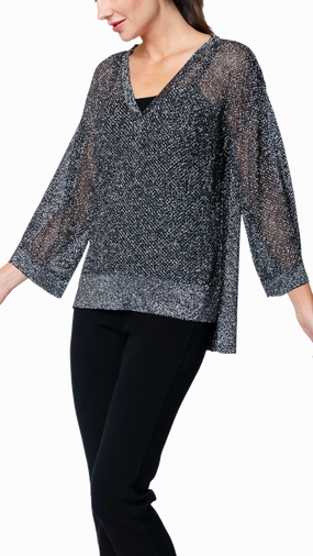 Angelina Mesh Top - Silver Black Everyday Layer Weekend Outfit
