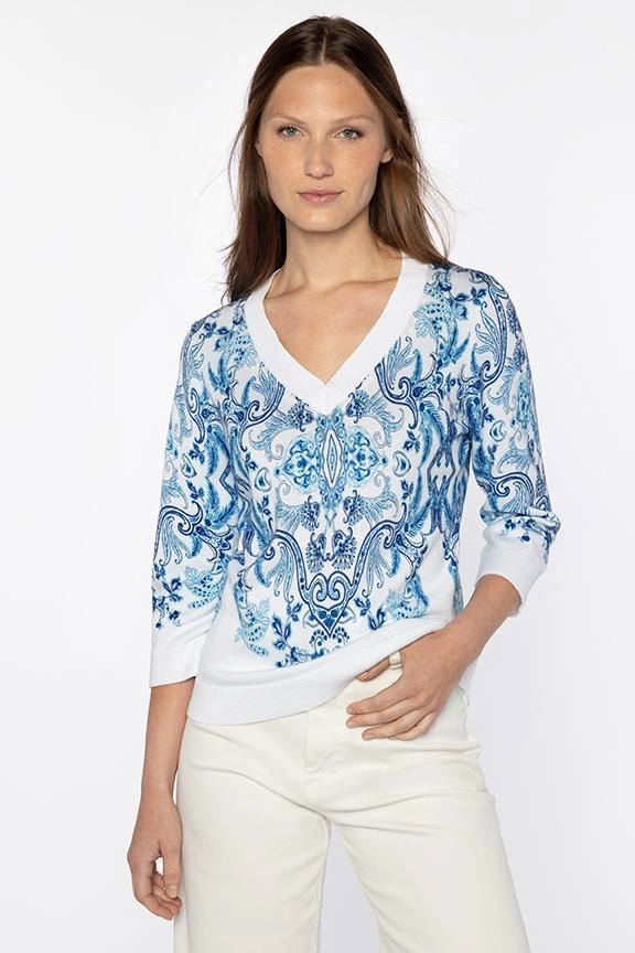 Ultimate Knitwear Tavira Print Vee