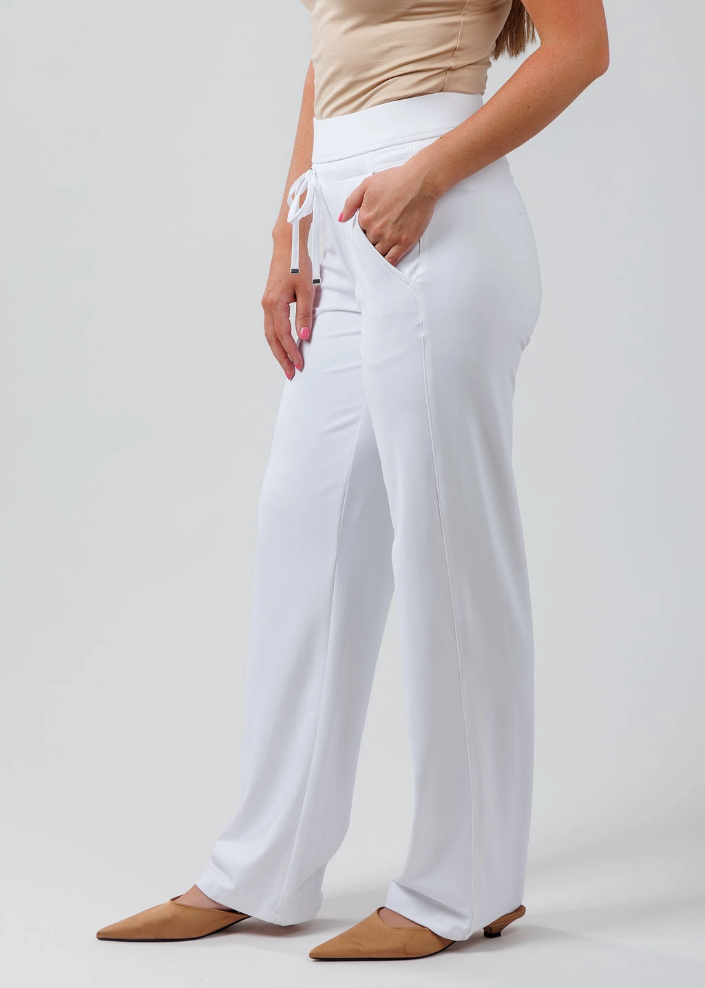 Candice Straight Pants - White Quick drying material EcoFriendlyDye