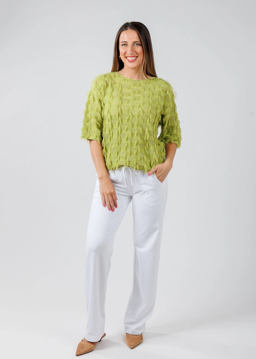 Candice Straight Pants - White Fade Resistant Dye