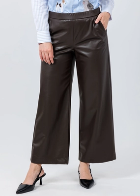 Comfy Cut Free Movement Palina 6/8 Vegan Leather Culotte Pants - Tabak