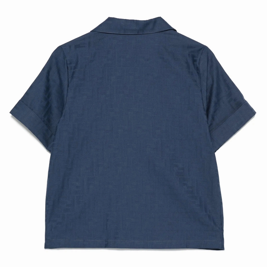 Fendi Kids FF Cotton Jacquard Shirt Quick-Dry Multi Panel Cut