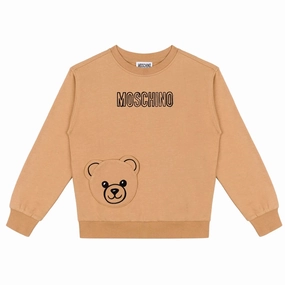 Moschino Kids Teddy Logo Sweatshirt Curved Hemline Sustainable Fabric Blend