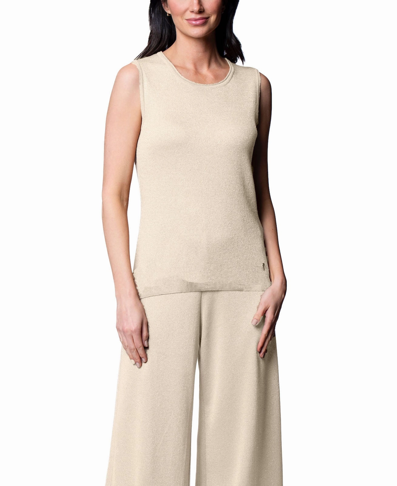 Polished Finish Temperature Regulating Tessa Tank Top - Gold Beige