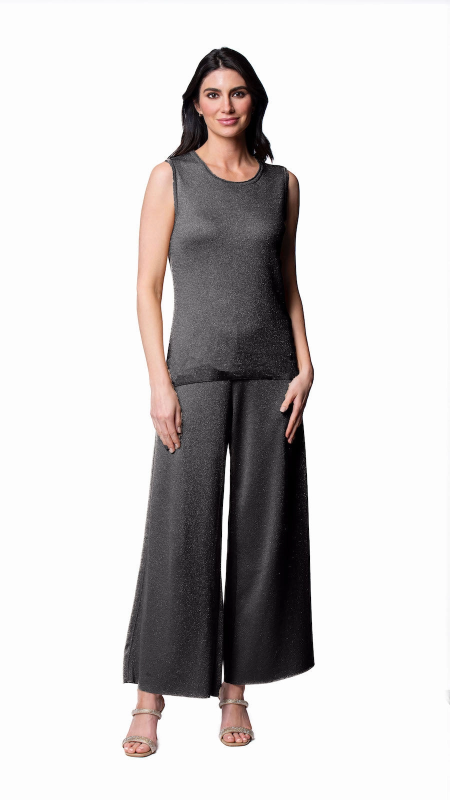 Tessa Tank Top - Silver Black Tailored Fit Vibrant Colors