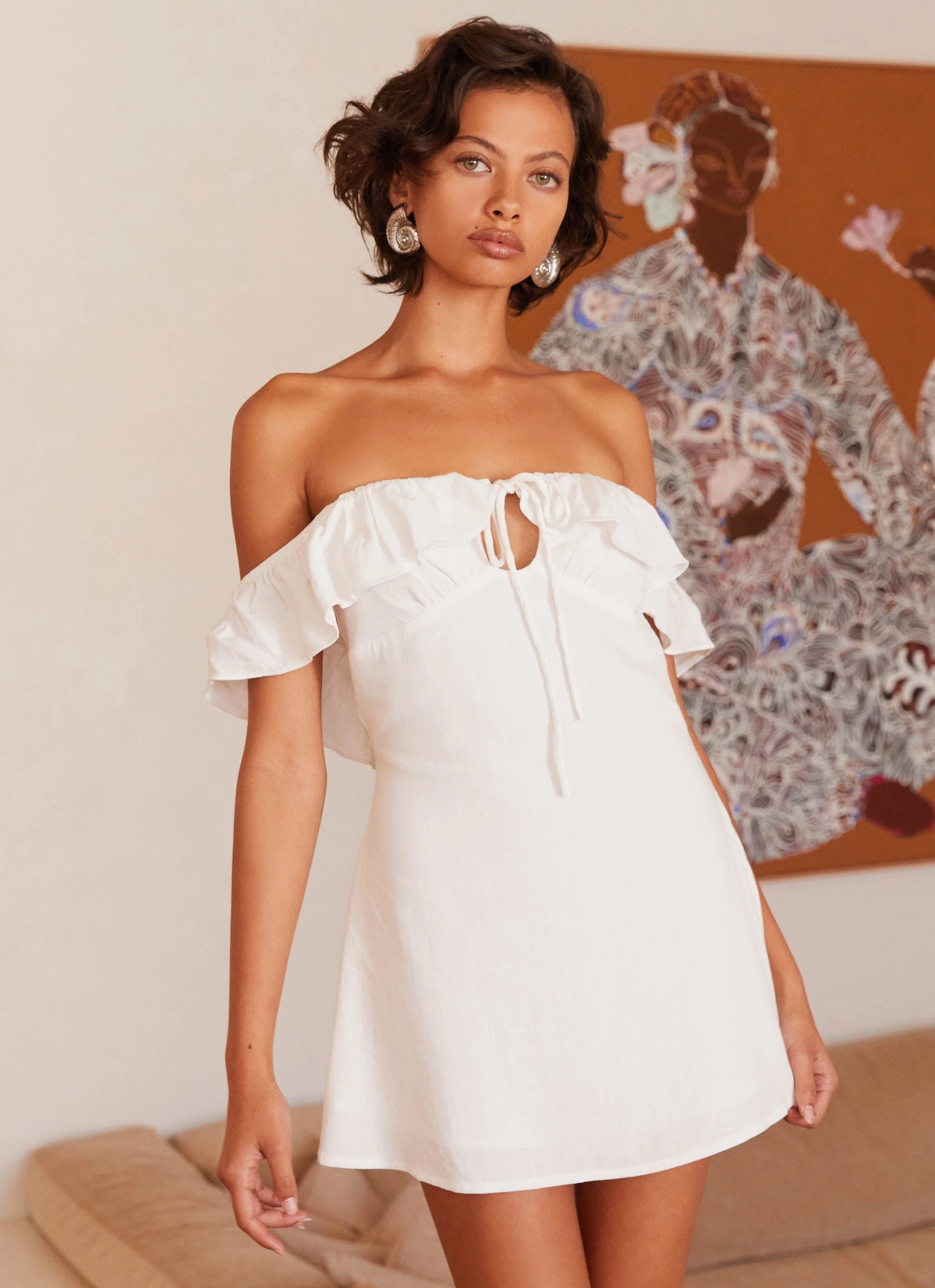 Texas Sun Linen Mini Dress - White All Time Light Weight