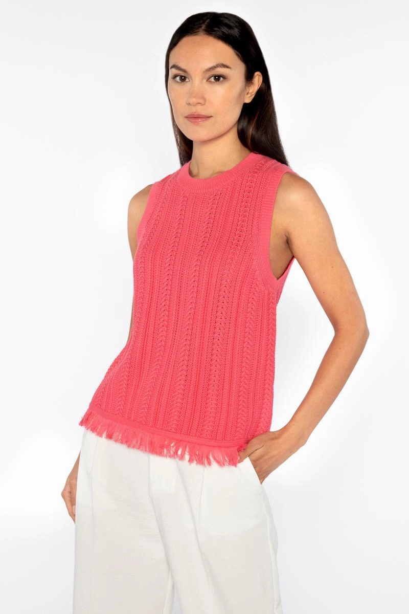 Stretchy Cloth Textured Fringe Tank