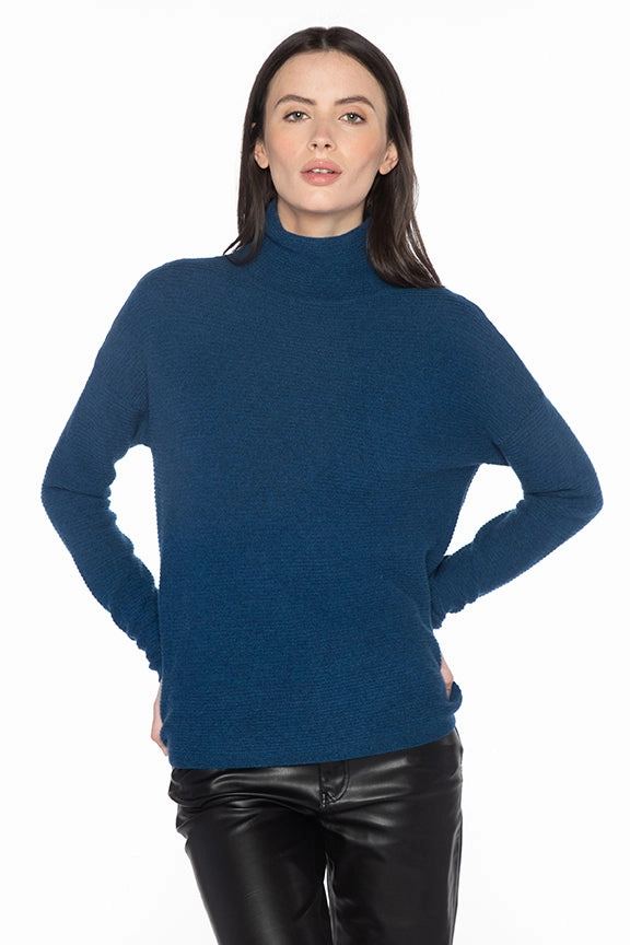 Layered Style Wear Textured Slouchy Funnel Sweater