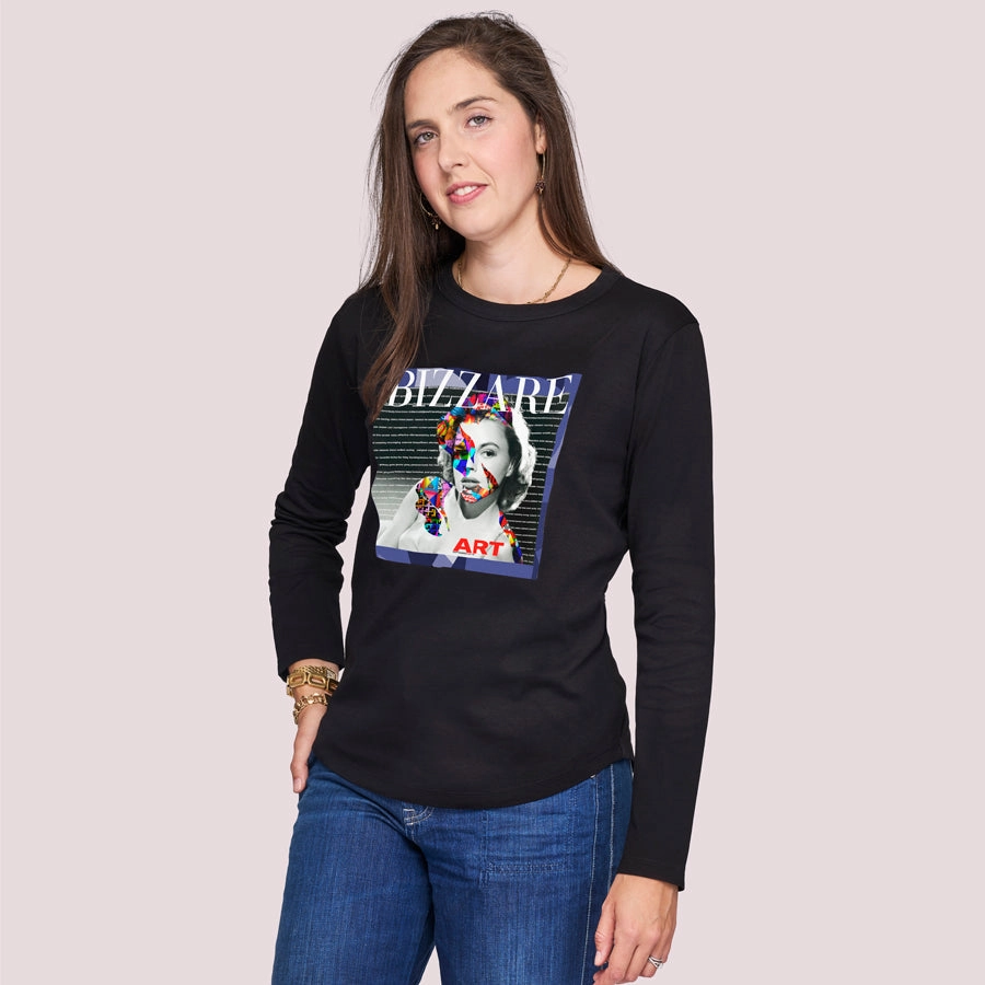 The Catherine Long Sleeve Tee - Bizzare Art Fashionable Layer Quick Release Placket