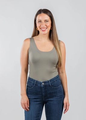 The Classic Micro Tank - Slate Embellished Neckline Breathable back panel