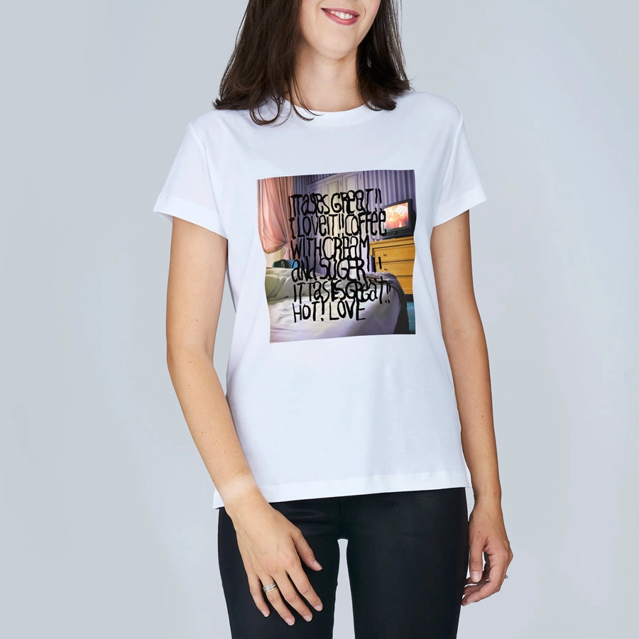 Non Iron Asymmetrical Cut The Niki T-Shirt - Coffee in Bed