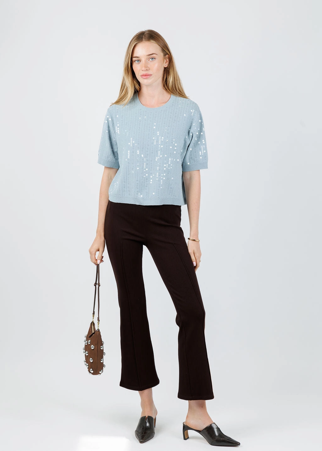 The Rib Kick Flare Trousers - Espresso DoubleLayeredKnees Breathable Performance Wear