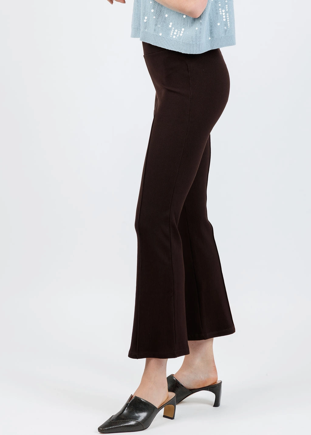 Anti Snag Fabric The Rib Kick Flare Trousers - Espresso