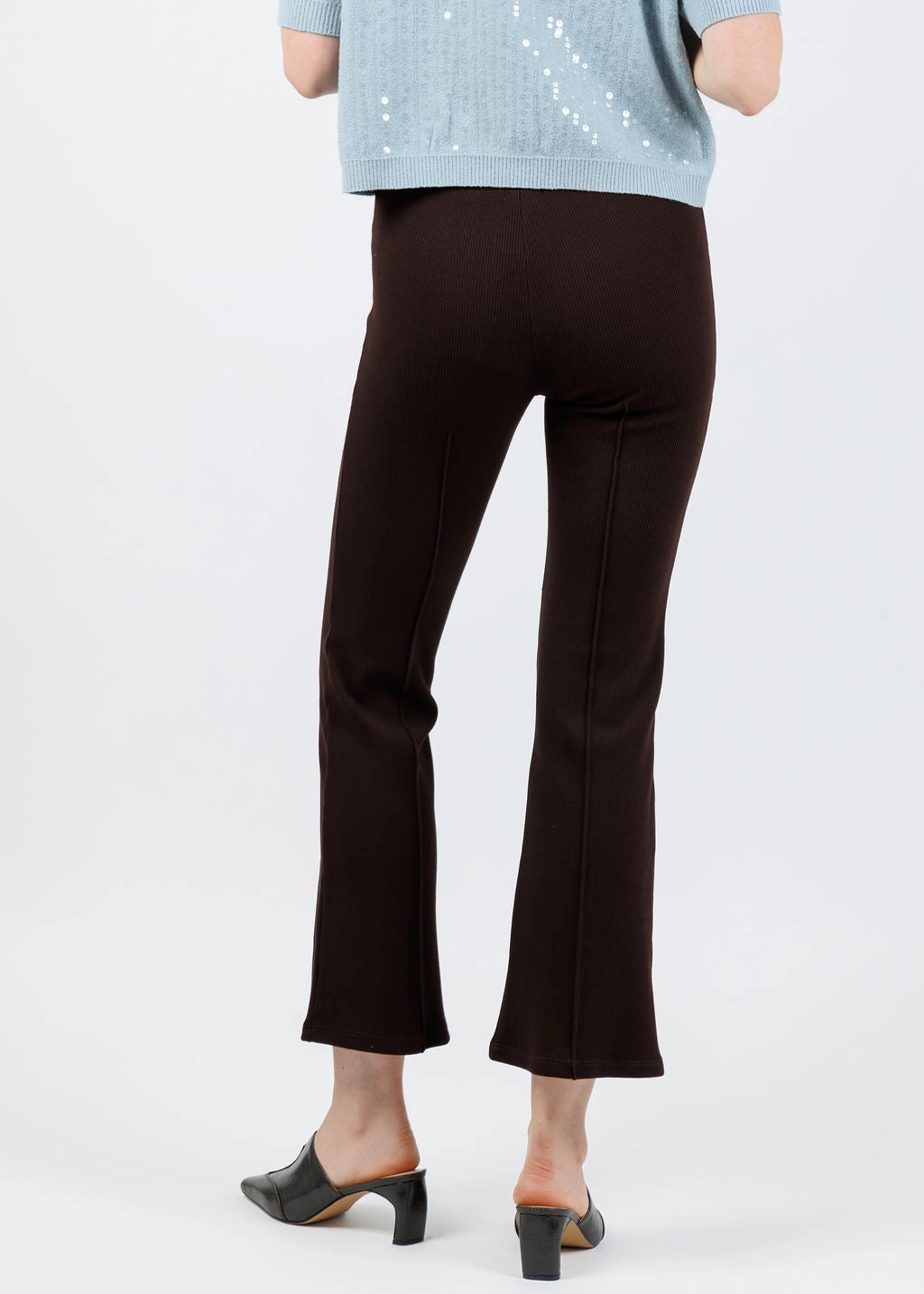 All Season Wear High-waisted fit The Rib Kick Flare Trousers - Espresso