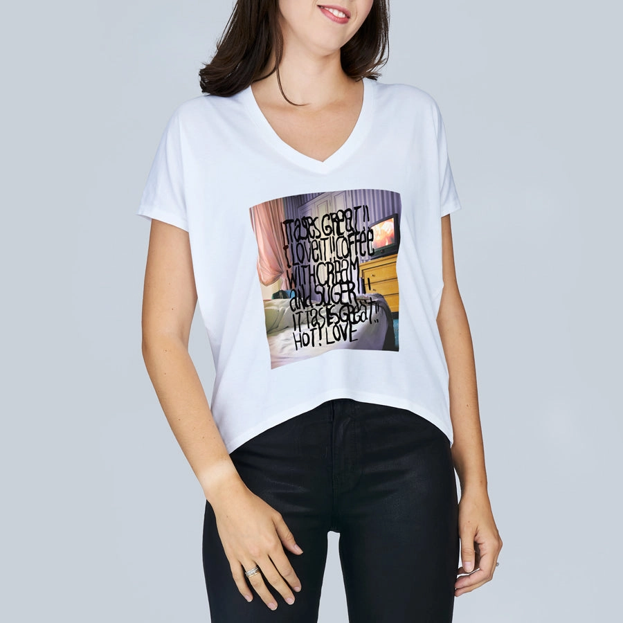 The Velvet T-Shirt - Coffee in Bed Subtle Print