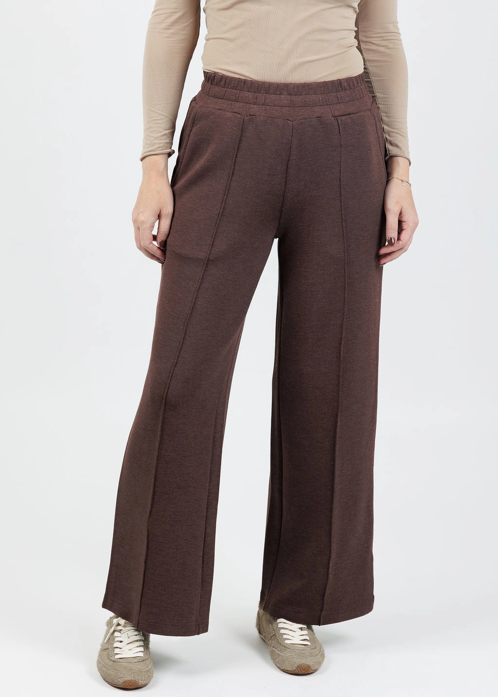 The Wide Leg Pants 28" - Coffee Bean Marl Core Essential