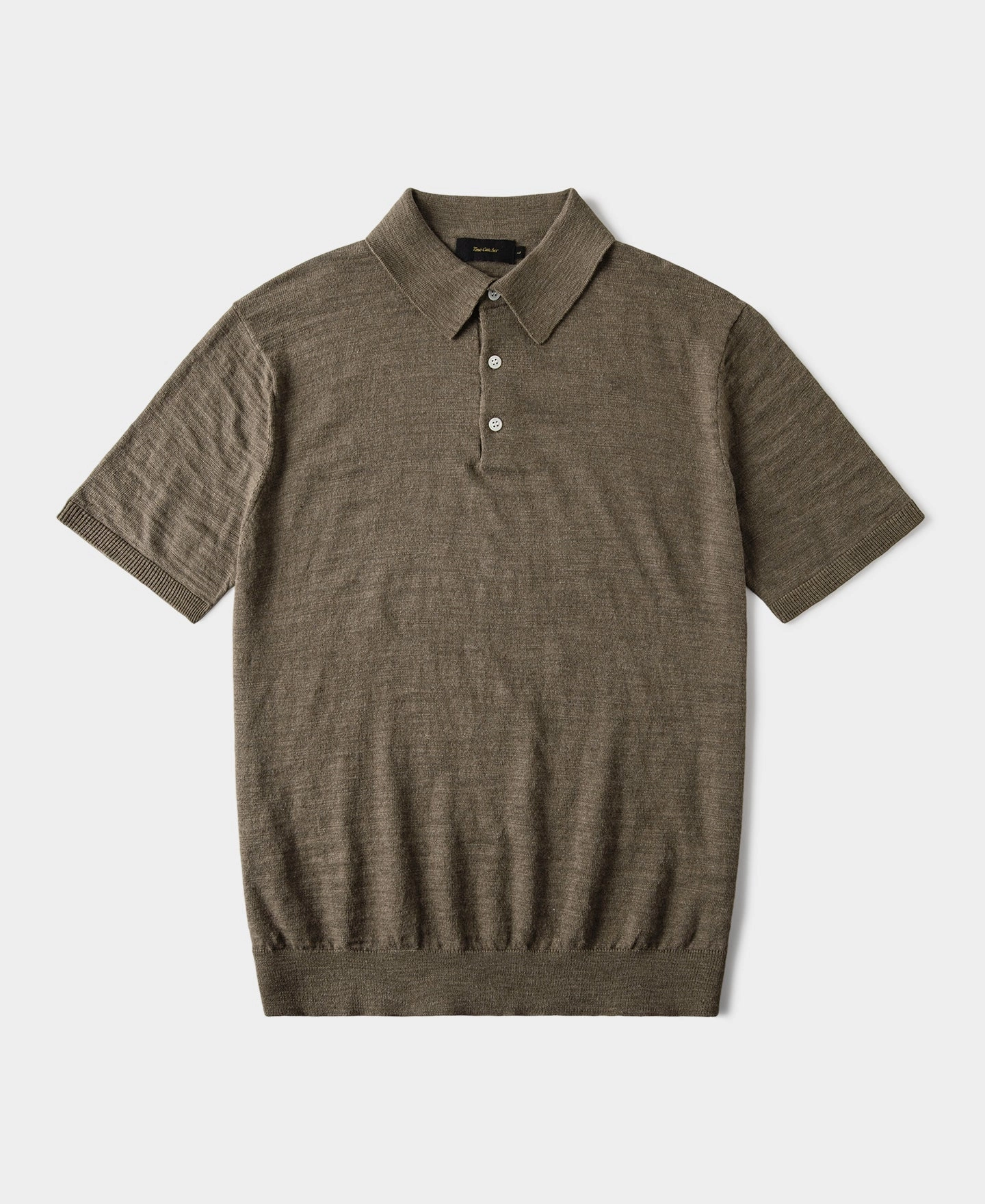 Lightweight Slub Cotton Knit Polo - Olive Anti Pilling Finish Casual Statement