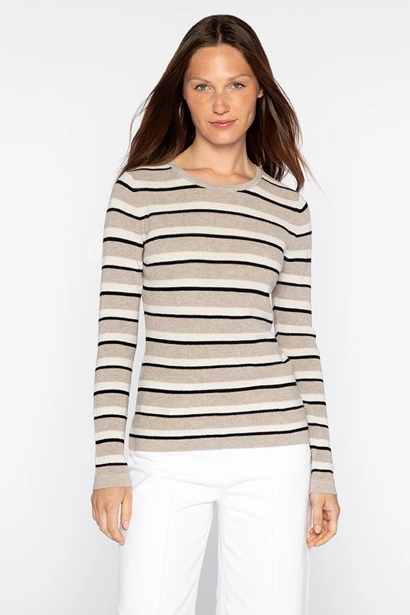 Thermal Stripe Crew Pullover Perfect Wear Soft Knit