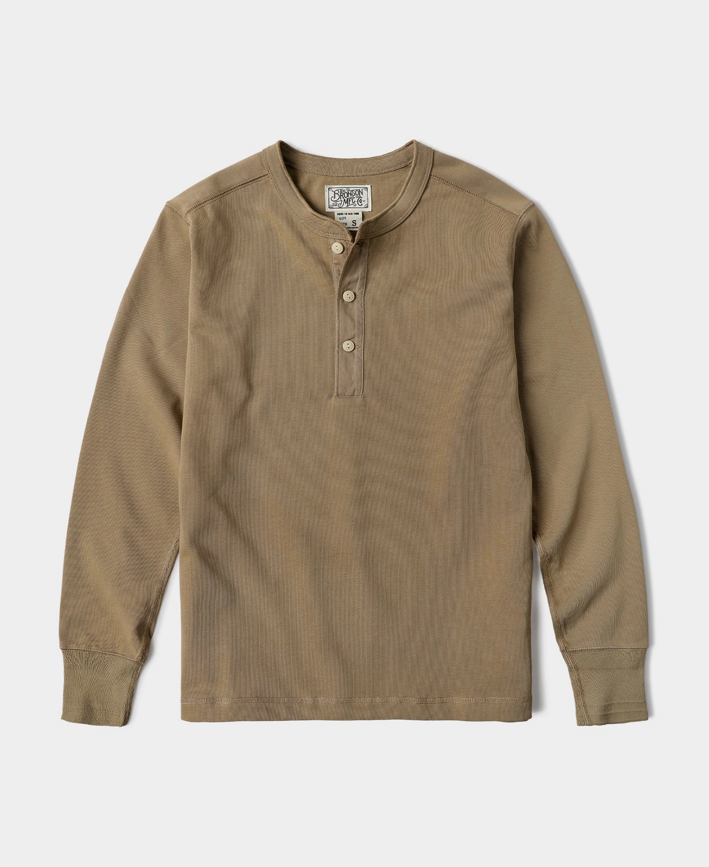 Colorfast Material All Purpose Wear Vintage Long Sleeve Henley Shirt - Khaki