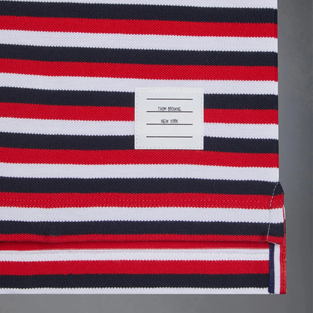 Thom Browne Kids Polo in Cotton Pique Stripe QuickRelease Luxurious Feel