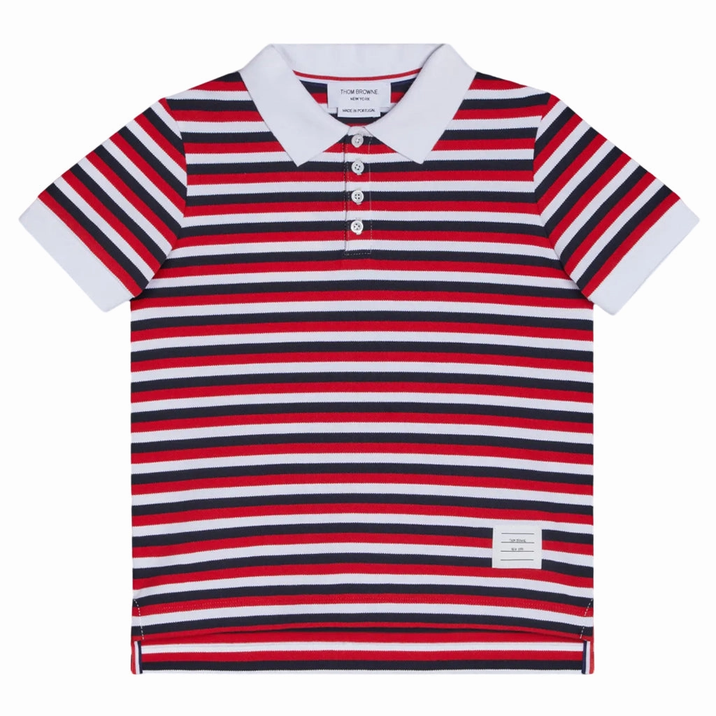 AthleisureCompatible Thom Browne Kids Polo in Cotton Pique Stripe