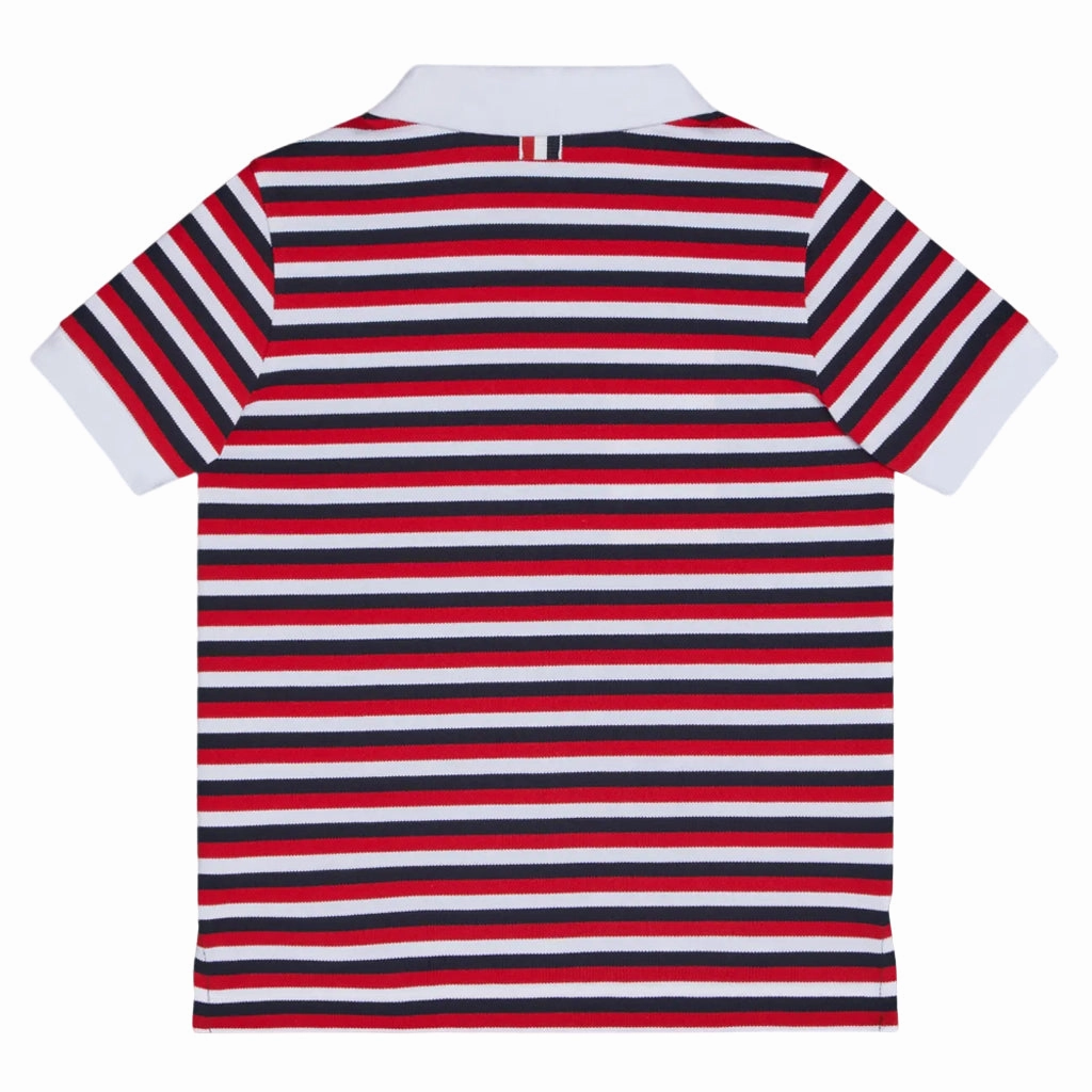Denim Shirt Thom Browne Kids Polo in Cotton Pique Stripe