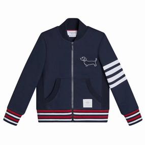 Thom Browne Kids Sweatshirt Bomber and Printed LightweightLayeredFabric Soft Inner Lining