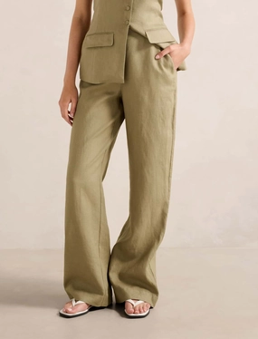 Tia Linen Wide Leg Pants Commuter Ready