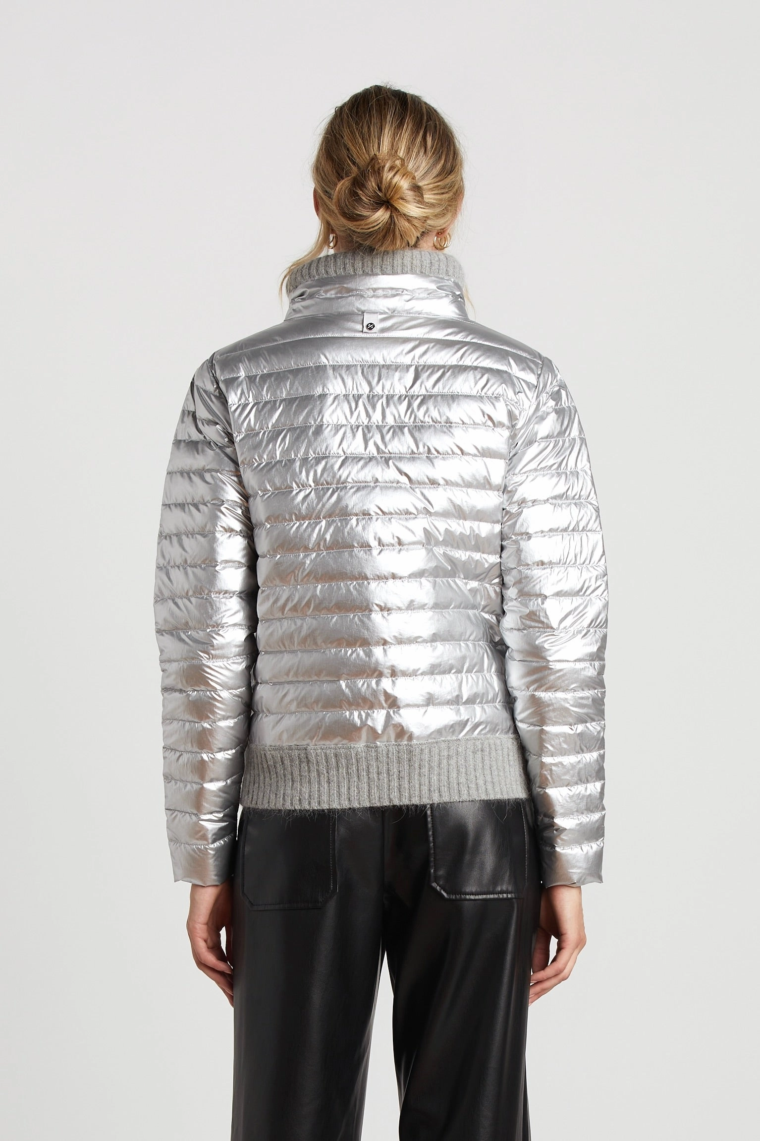 Lulu Lightweight Quilted Down Jacket With Knit Trim Details - Silver RipResistant Reinforcement