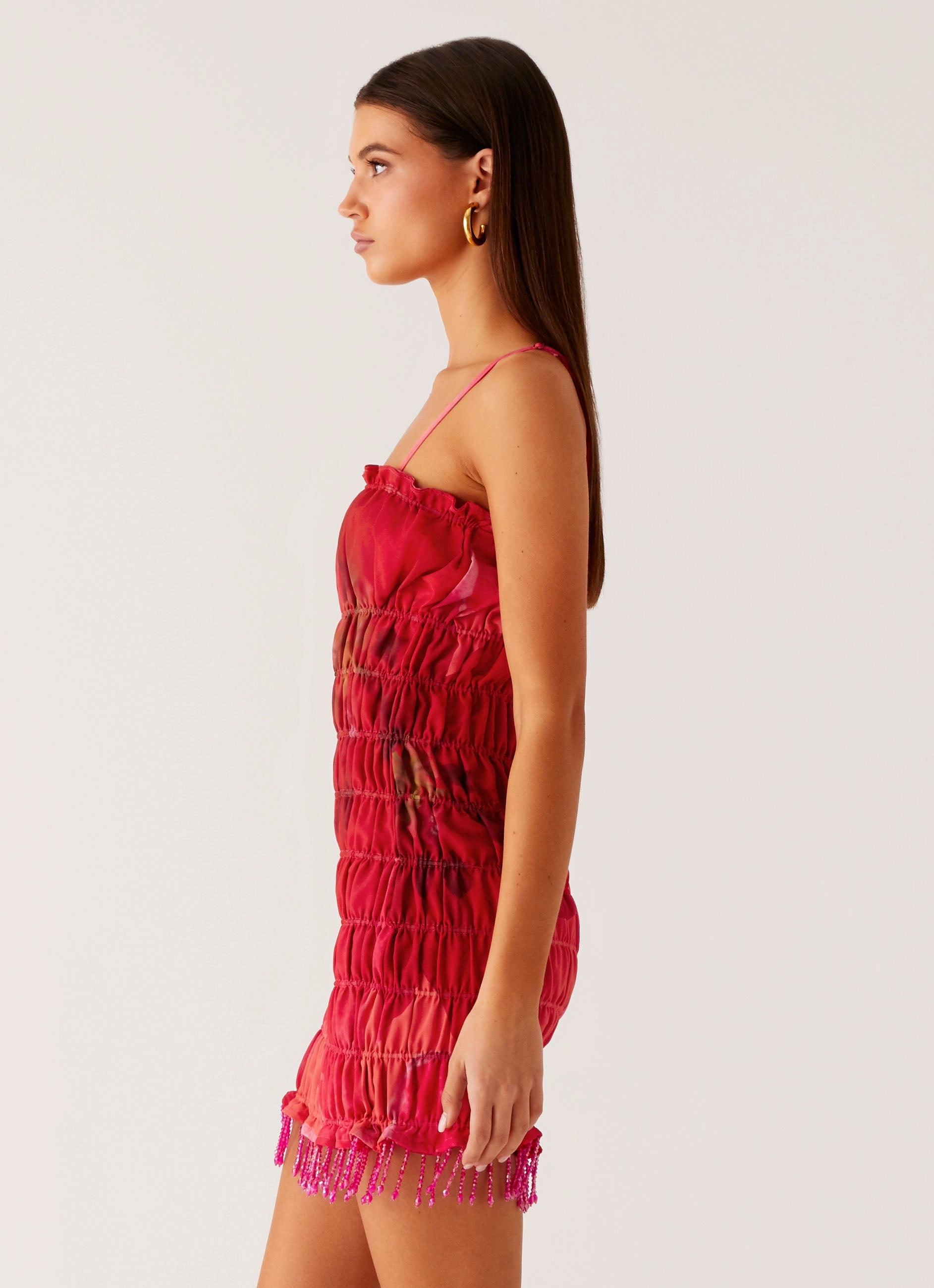 Refresh Me Chiffon Mini Dress - Peach Watermelon Flower Trendy Appearance