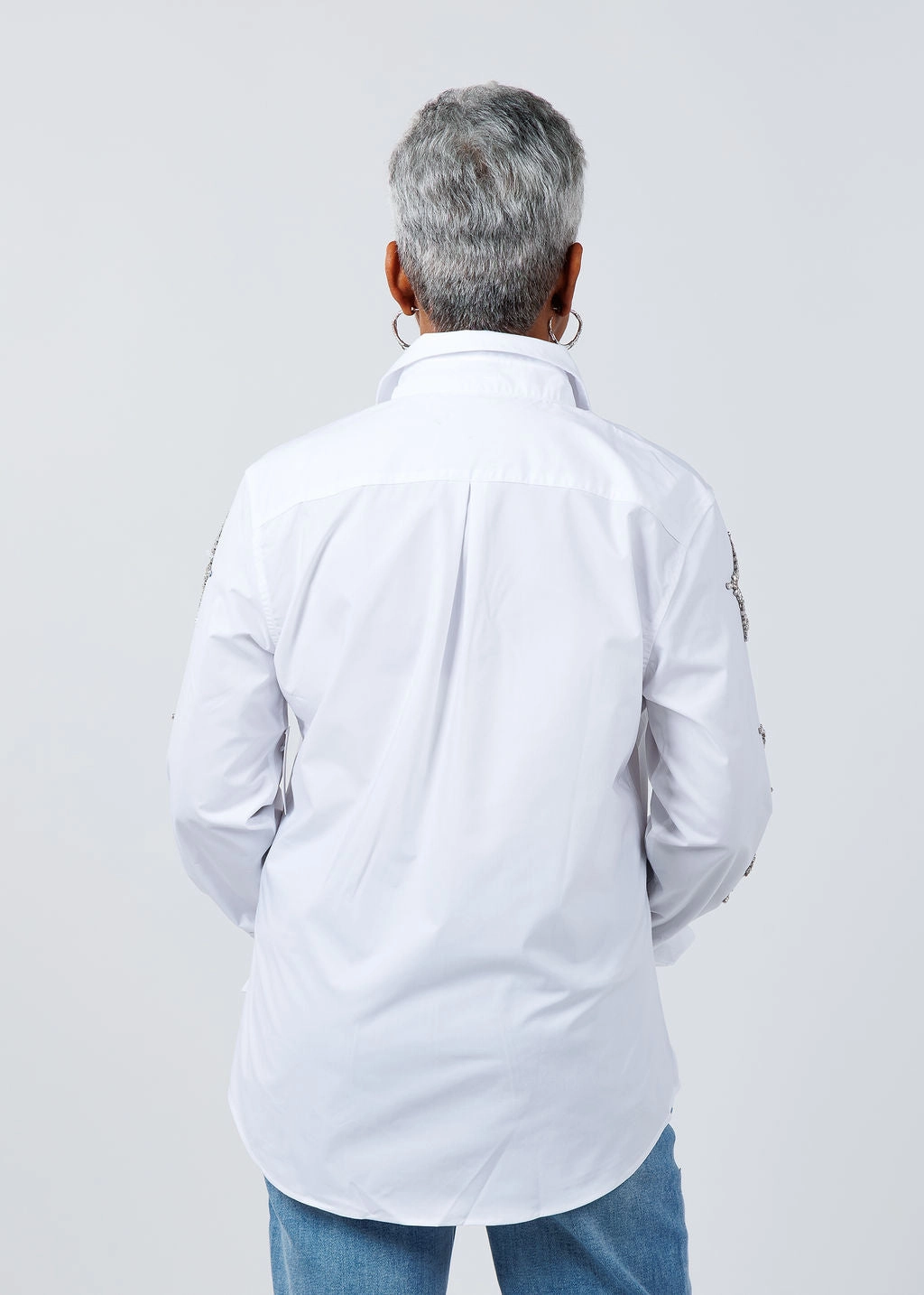 Soft Material Stars Cut Out Shirt - White