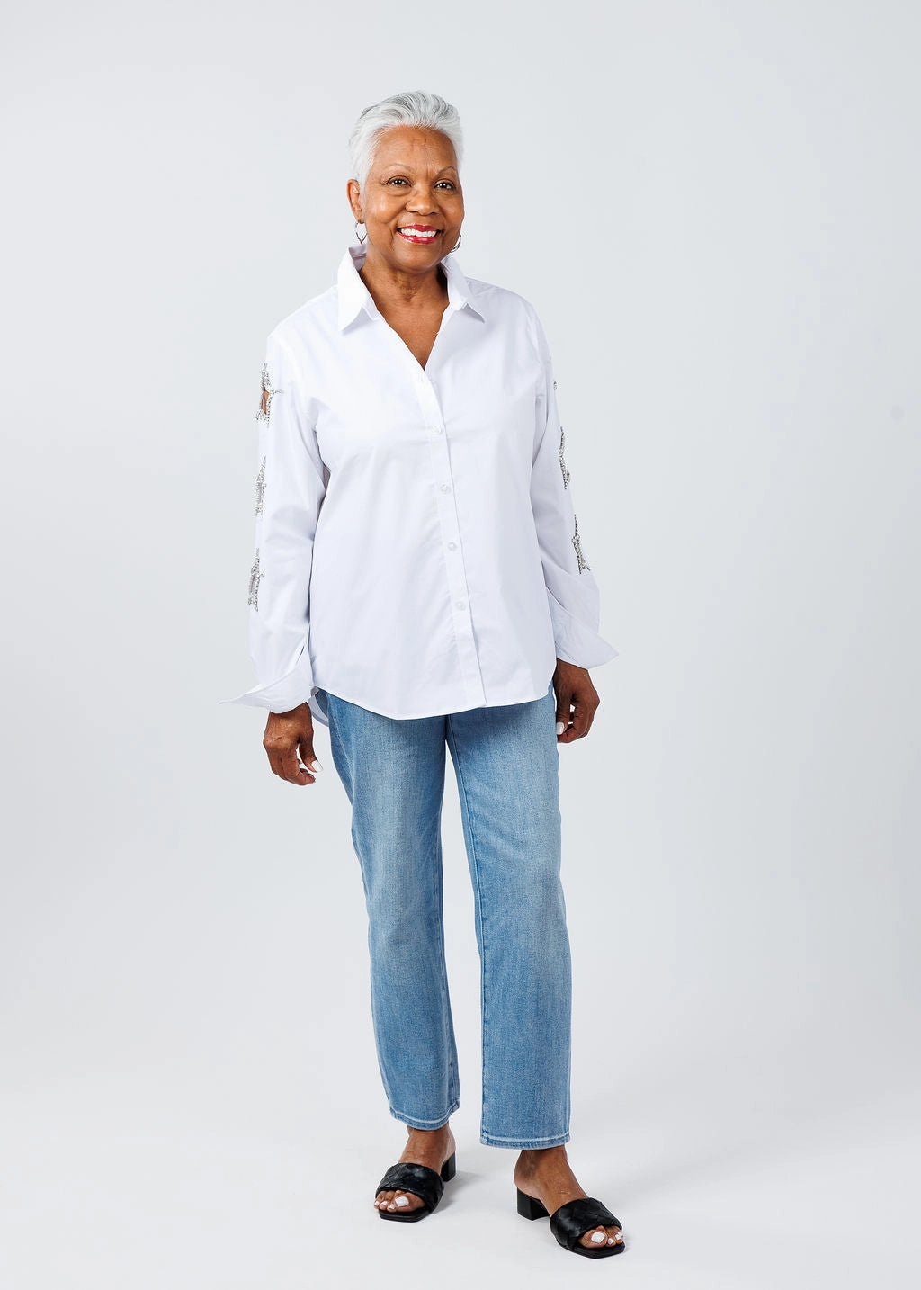 Festival Fashion Stars Cut Out Shirt - White