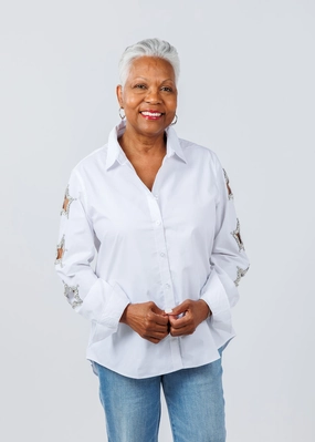 Neutral Colors Stars Cut Out Shirt - White