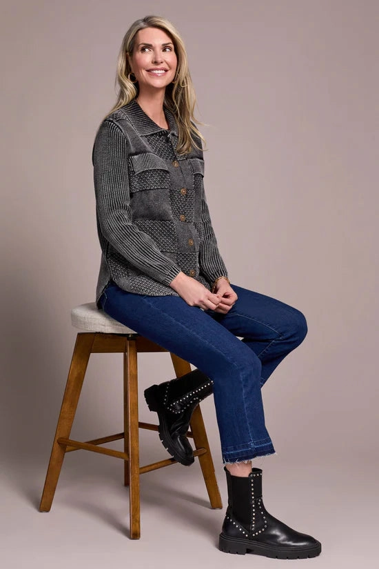 SlipResistant HiddenPocket Tribal Special Wash Swater Shacket- Multiple Colors