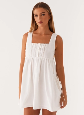 Ottoline Babydoll Mini Dress - White Casual Must-Have