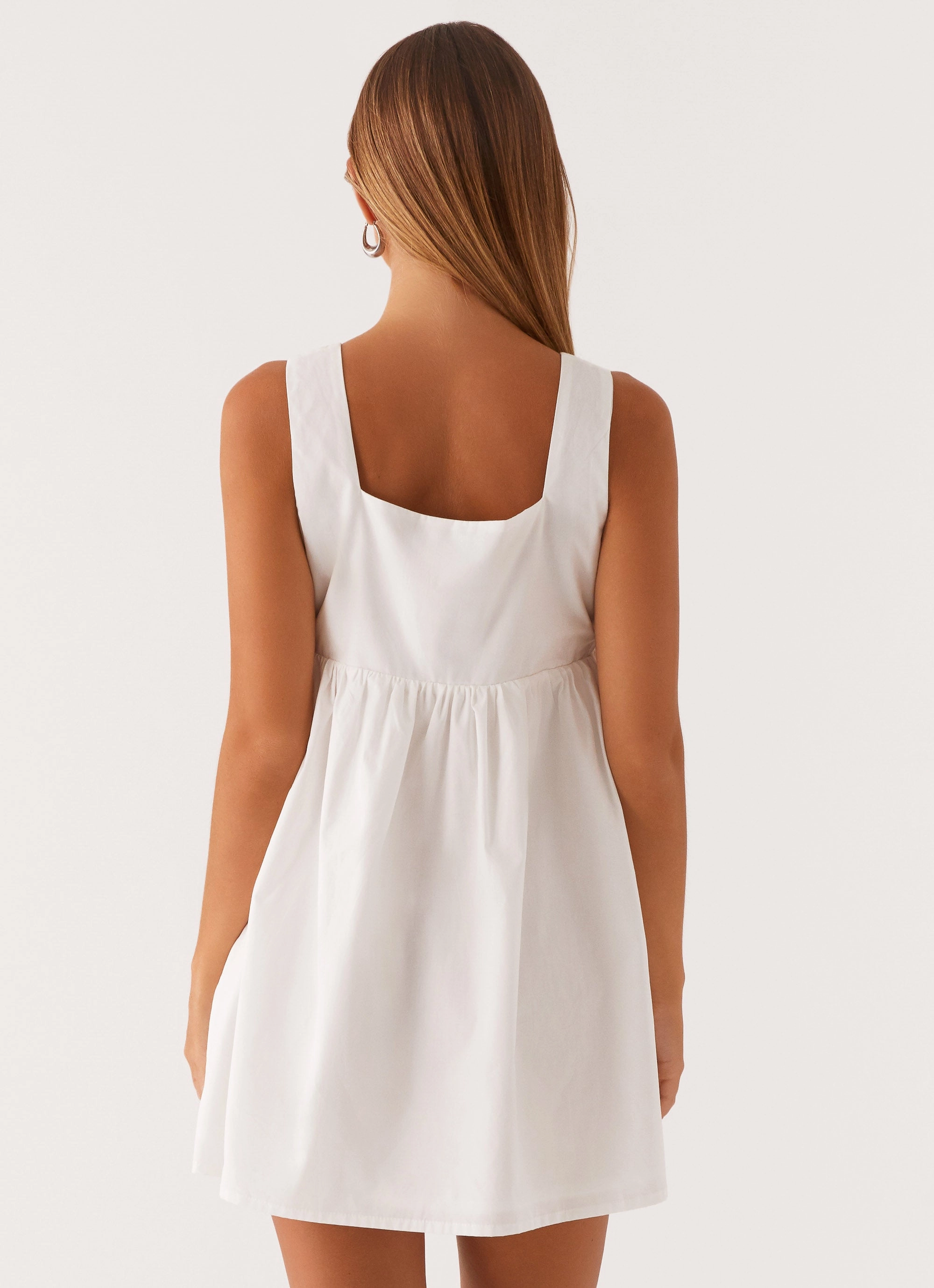 relaxed shape Ottoline Babydoll Mini Dress - White